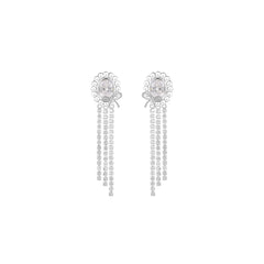 Doris Bowknot Fringe Silver Earrings