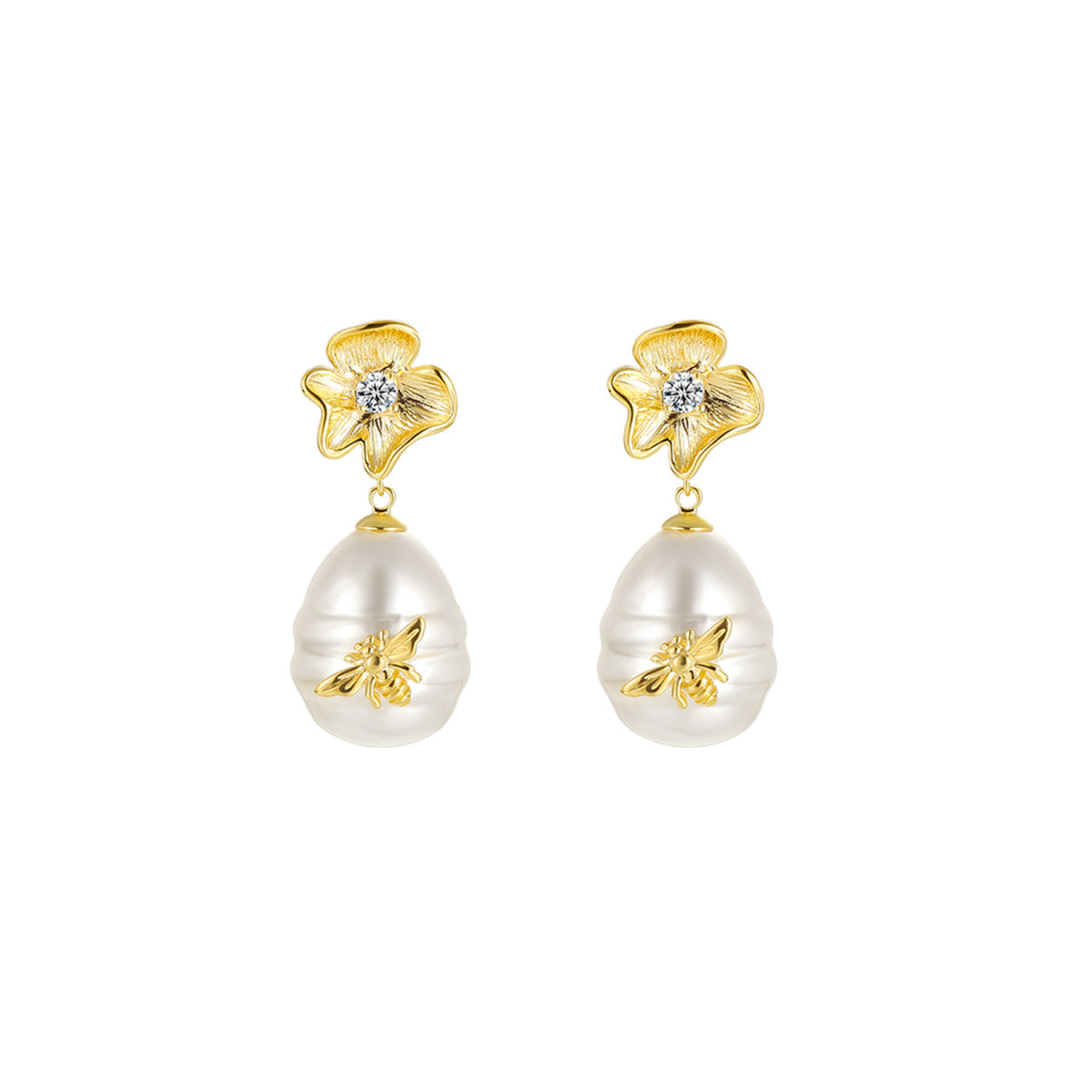 Beloved Bee Drop Gold Earrings