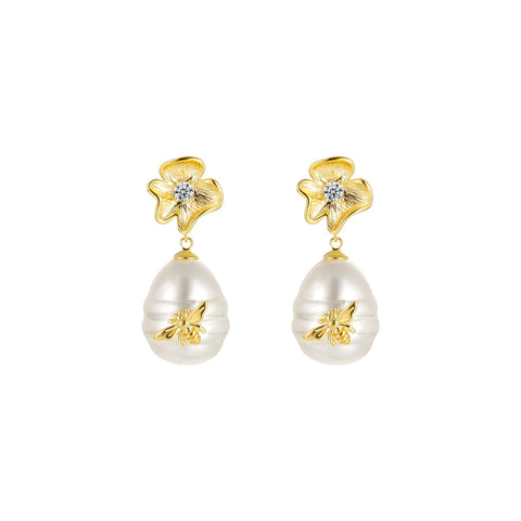 Beloved Bee Drop Gold Earrings