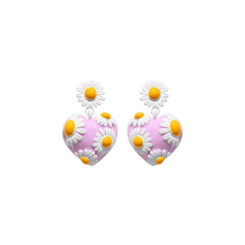 Darling Daisy Dangle Pink Earrings