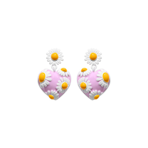 Darling Daisy Dangle Pink Earrings
