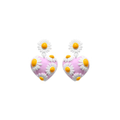 Darling Daisy Dangle Pink Earrings