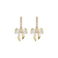 Shine Bowknot Drop Gold Earrings