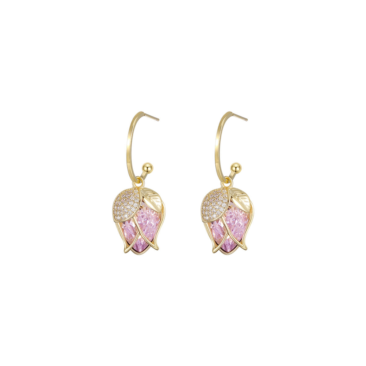 Art Nouveau Tulip Pink Earrings