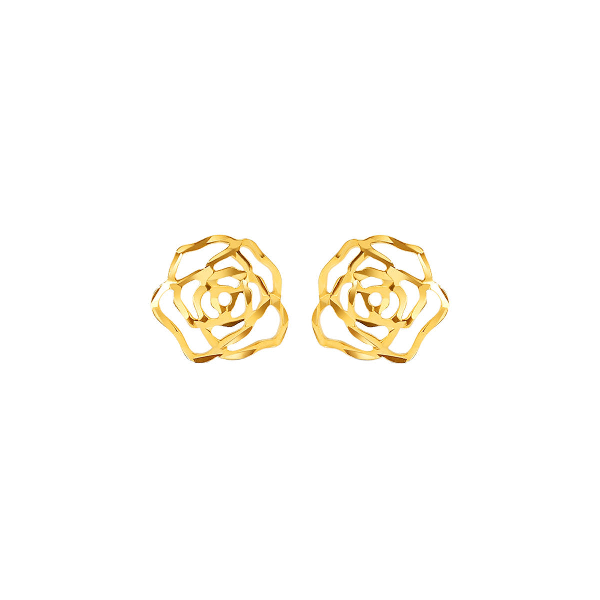 Hollow Out Wild Rose Stud Gold Earrings