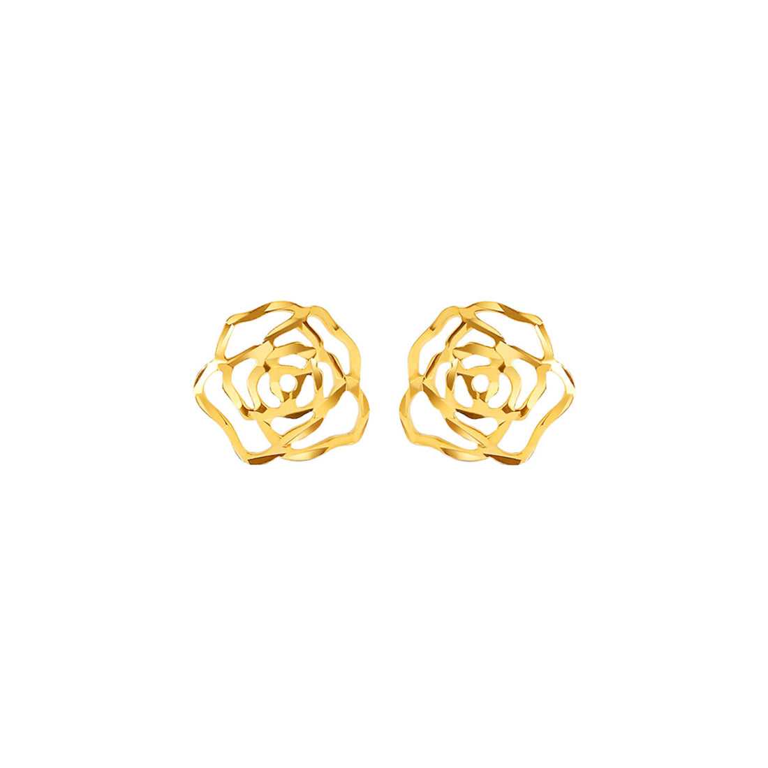 Hollow Out Wild Rose Stud Gold Earrings