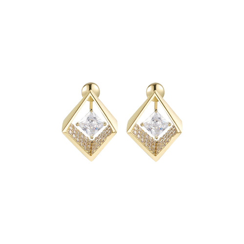 Rock Star Shield Gold Earrings