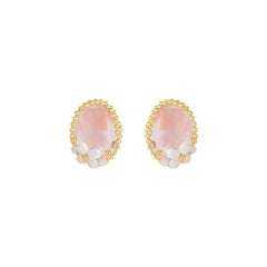 Beaded Coral Stud Pink Earrings