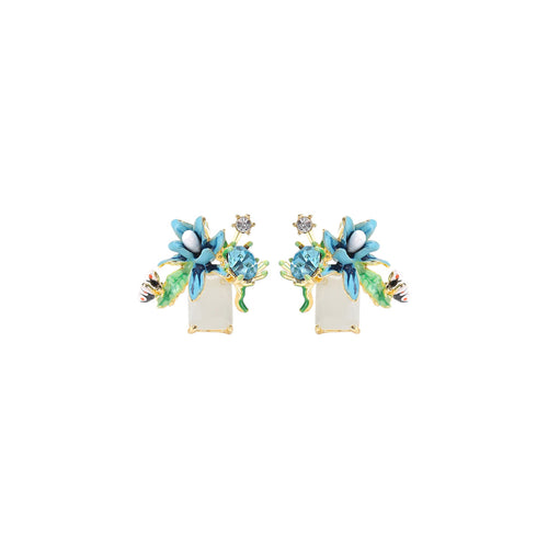 Siberian Iris Blue Earrings