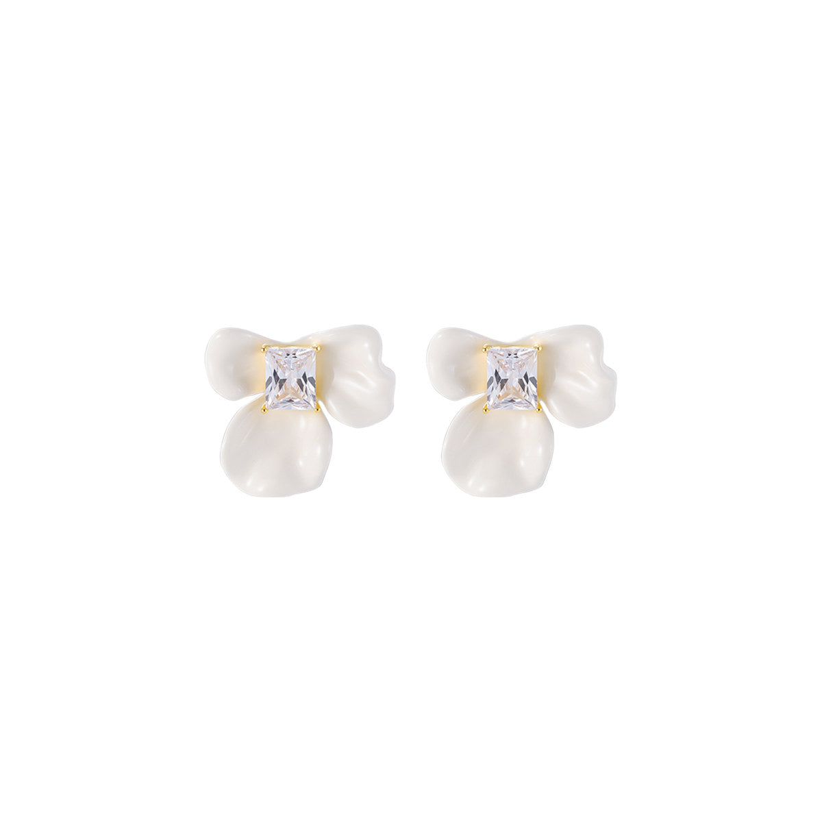 Caresse Crown Opaline White Earrings