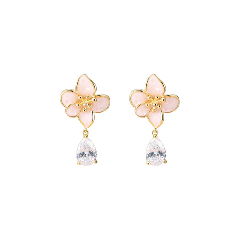 Blush Flower Drop Pink Earrings