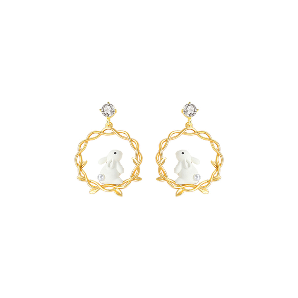 Caged Bunny Gold Earrings