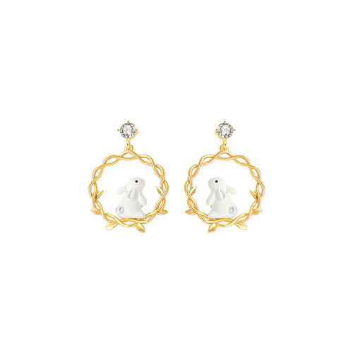 Caged Bunny Gold Earrings