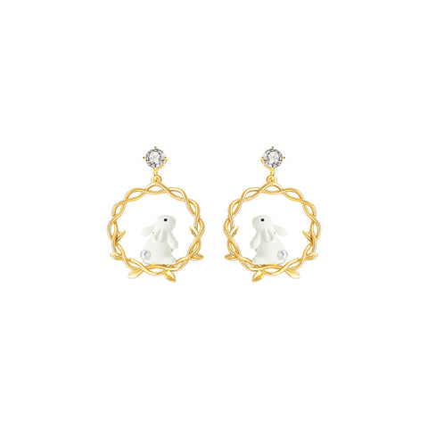 Caged Bunny Gold Earrings