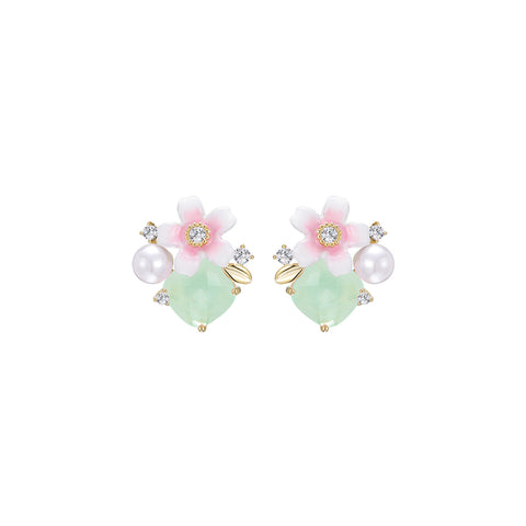 Springtime Jardin Green Earrings