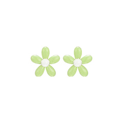 Tiny Delightful Flower Stud Green Earrings