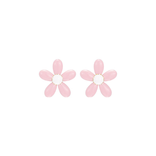 Tiny Delightful Flower Stud Pink Earrings