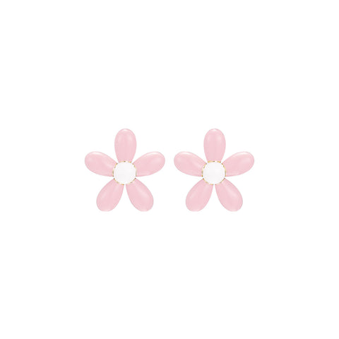 Tiny Delightful Flower Stud Pink Earrings
