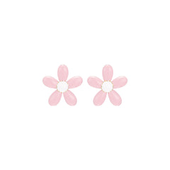 Tiny Delightful Flower Stud Pink Earrings