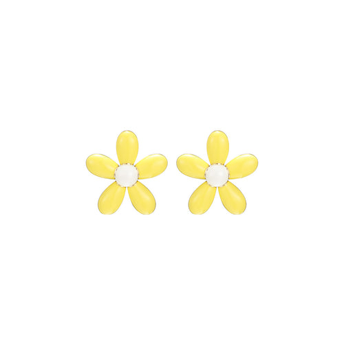 Tiny Delightful Flower Stud Yellow Earrings