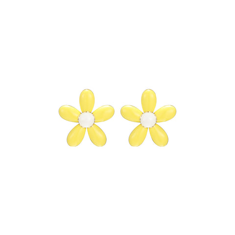 Tiny Delightful Flower Stud Yellow Earrings