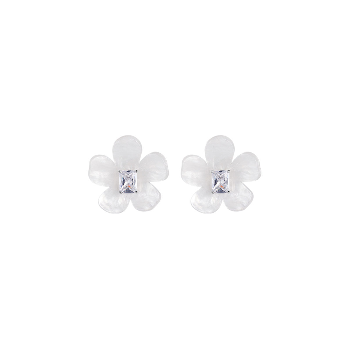 Frozen Plumeria Stud Silver Earrings