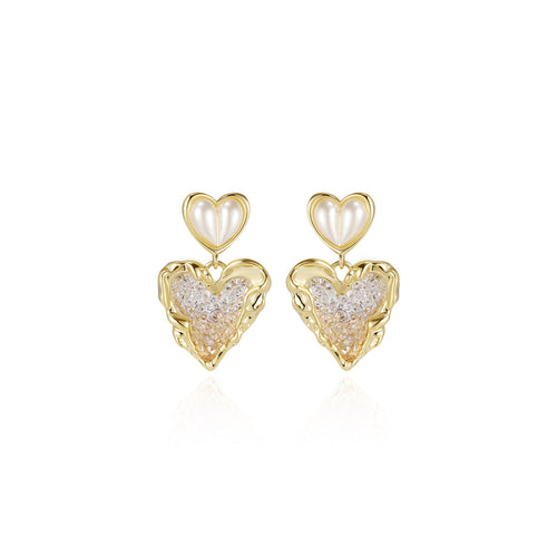 Heart Seeds Dangle Gold Earrings