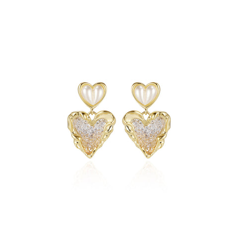 Heart Seeds Dangle Gold Earrings