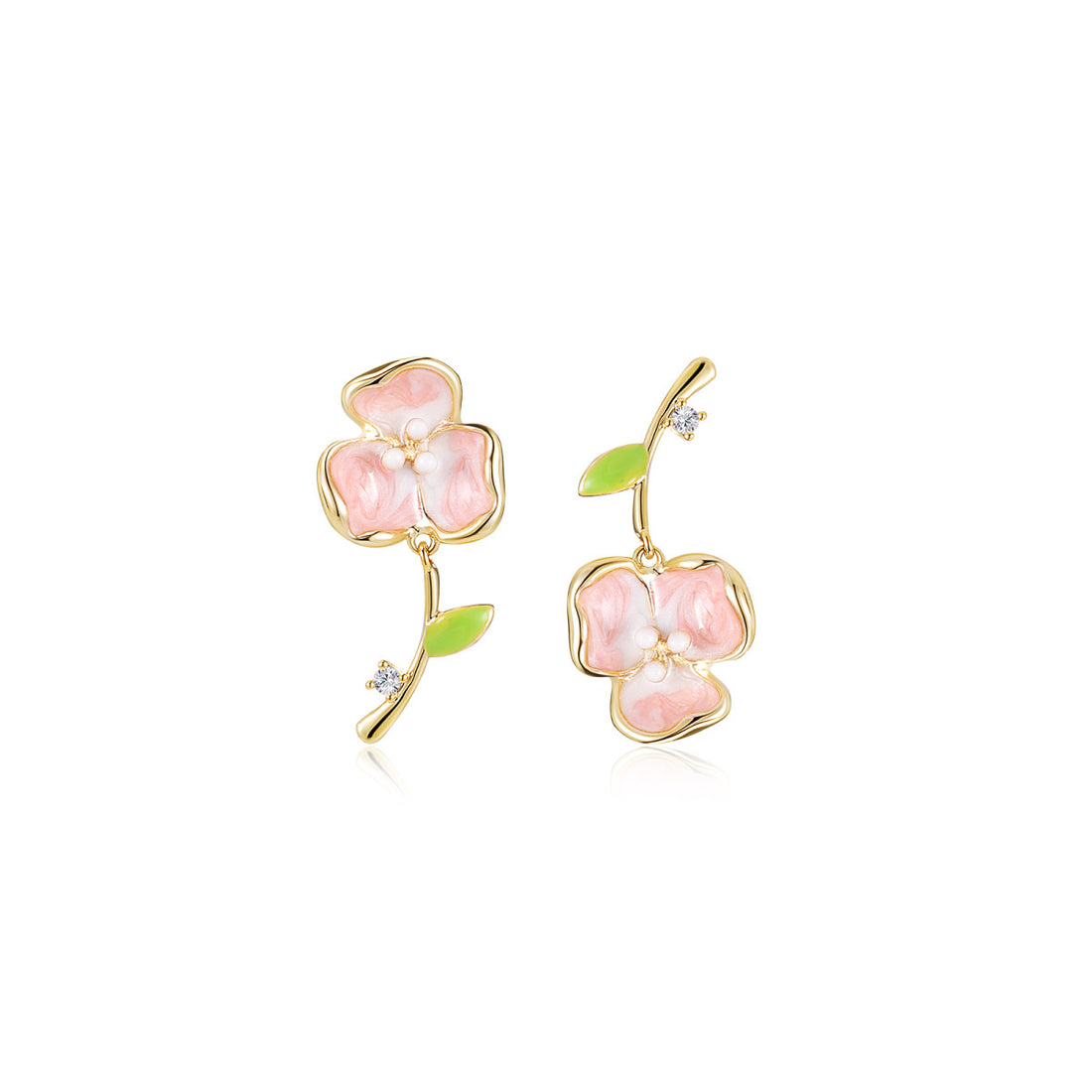 Greta Double Flower Pink Earrings