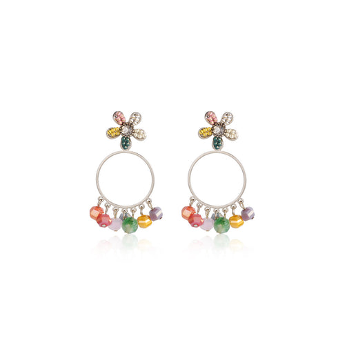 Cressida Beaded Hoop Rainbow Earrings