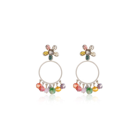 Cressida Beaded Hoop Rainbow Earrings