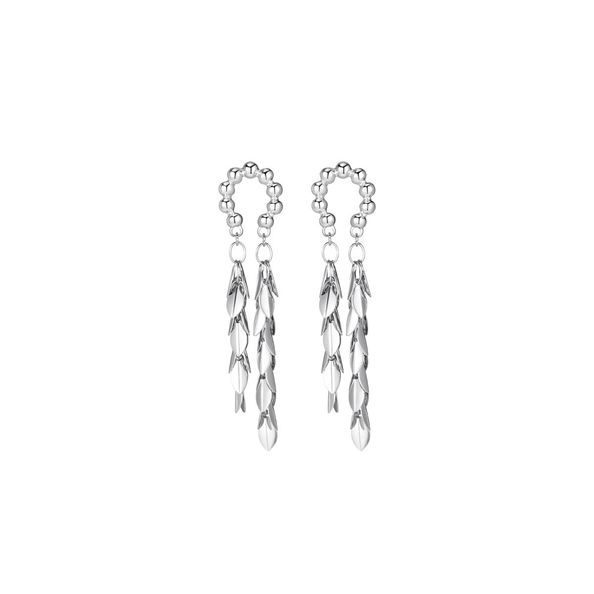 Spike Leafy Pendant Silver Earrings