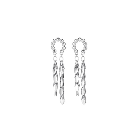 Spike Leafy Pendant Silver Earrings