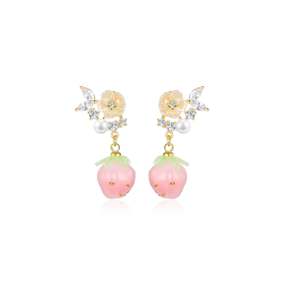 Opaque Peach Dangle Pink Earrings