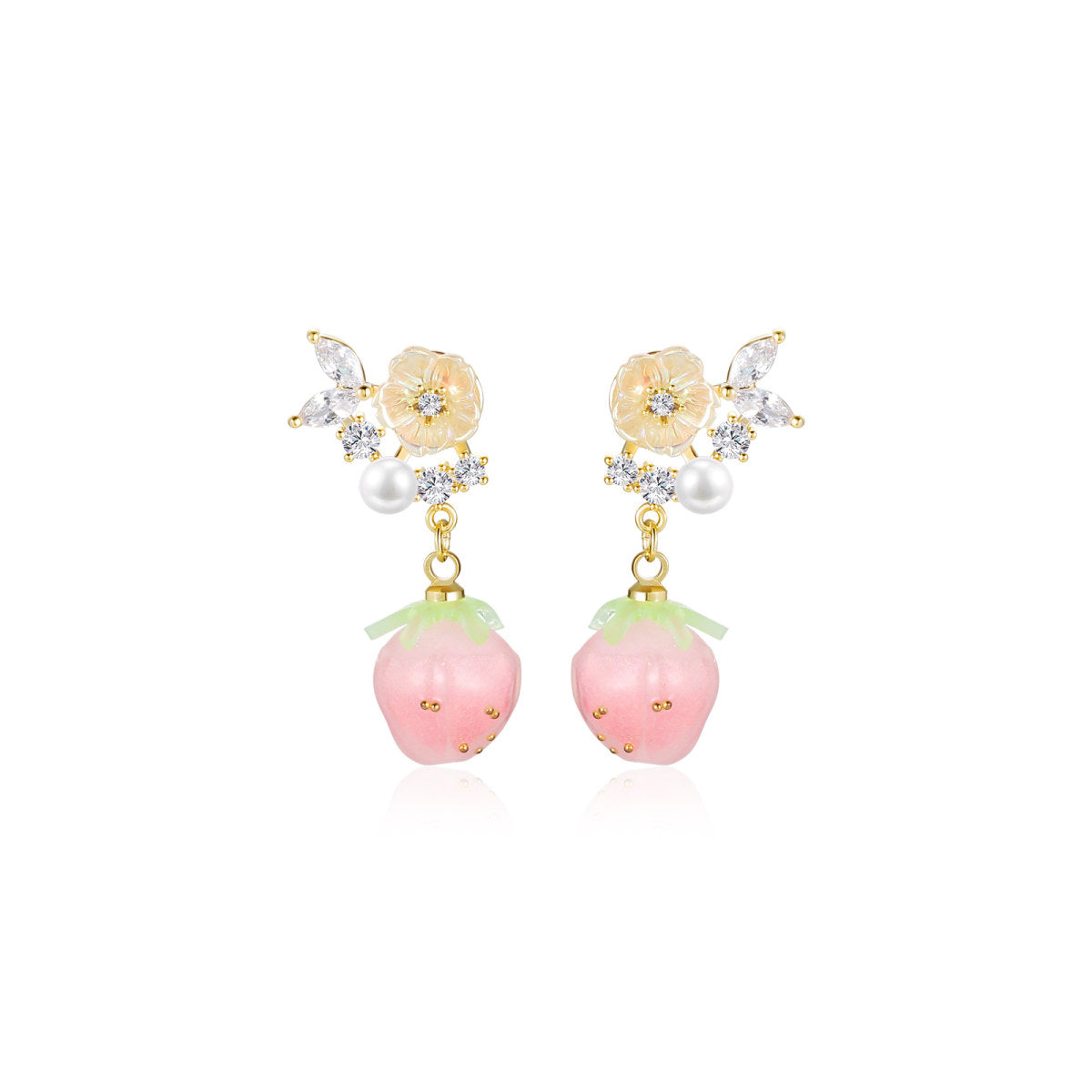 Opaque Peach Dangle Pink Earrings
