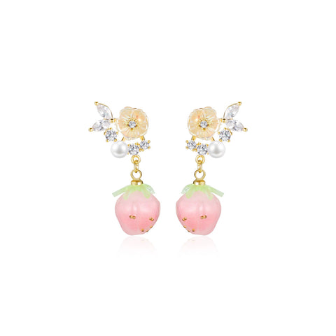 Opaque Peach Dangle Pink Earrings