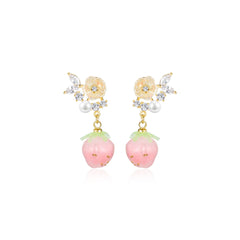 Opaque Peach Dangle Pink Earrings