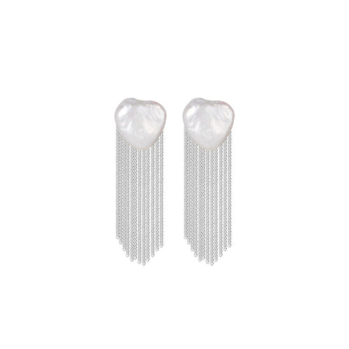Party Duster Tassel Silver Earrings