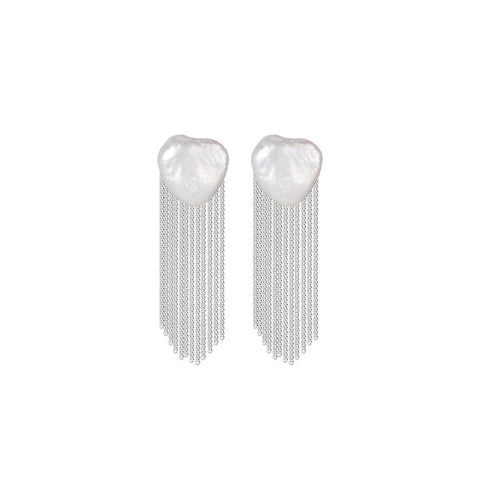 Party Duster Tassel Silver Earrings