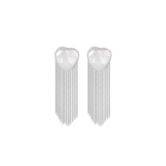 Party Duster Tassel Silver Earrings