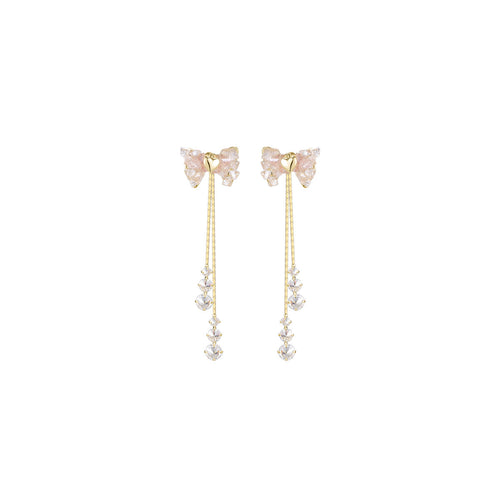 Candy Ribbon Tassle Gold Earrings