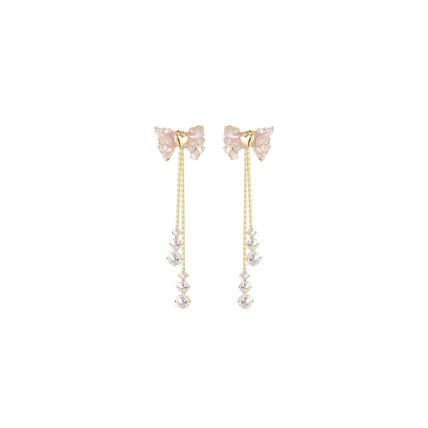 Candy Ribbon Tassle Gold Earrings