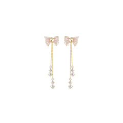 Candy Ribbon Tassle Gold Earrings