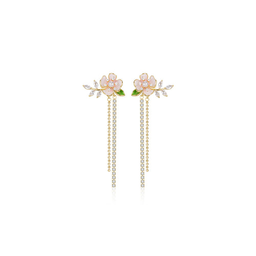 Mids-summer Day Tassle Pink Earrings