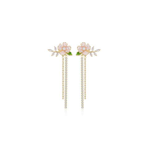 Mids-summer Day Tassle Pink Earrings