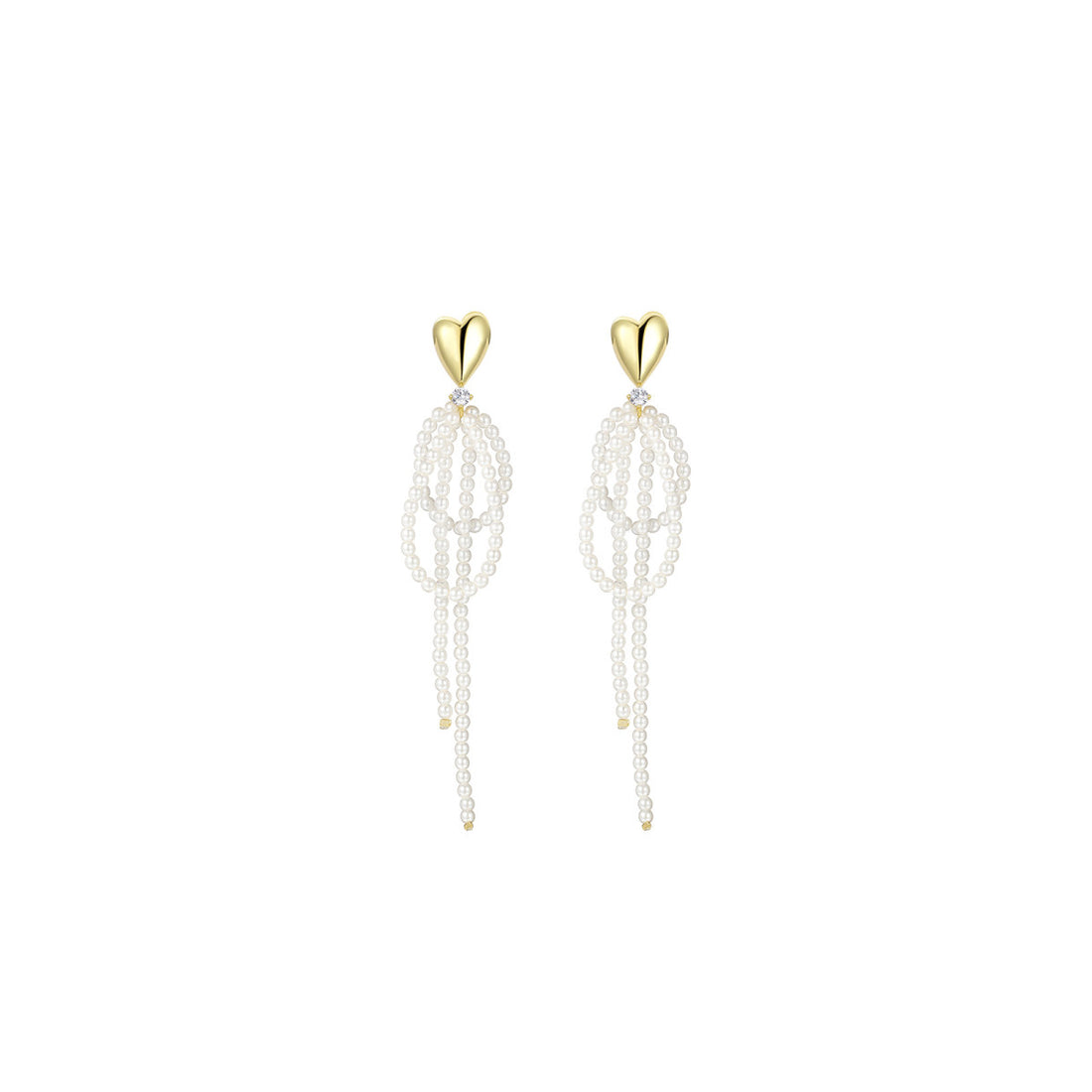 Intaglio Pearl Cluster Drop Gold Earrings