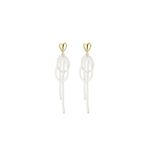 Intaglio Pearl Cluster Drop Gold Earrings