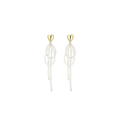 Intaglio Pearl Cluster Drop Gold Earrings