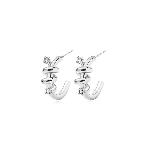 Endless Twist Stud Silver Earrings