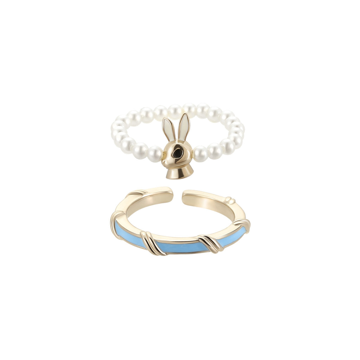 Lost Bunny Blue Ring Set